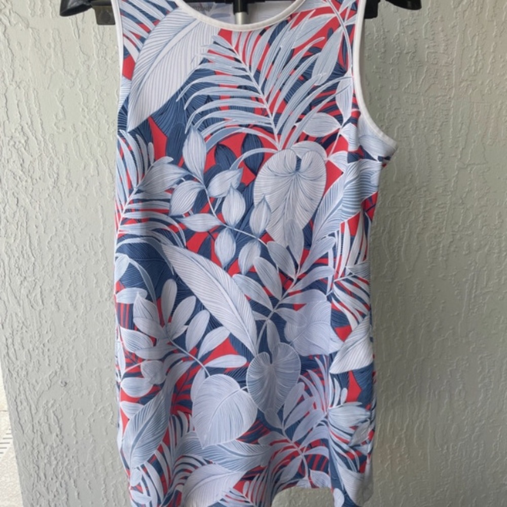TOMMY BAHAMA Sleeveless Tropical Leaf Print Dress